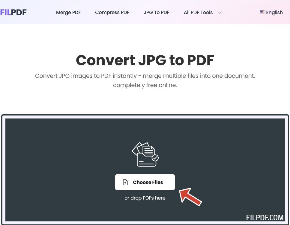 FILPDF JPG to PDF converter interface