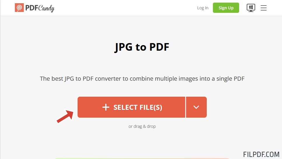 PDFCandy JPG to PDF converter