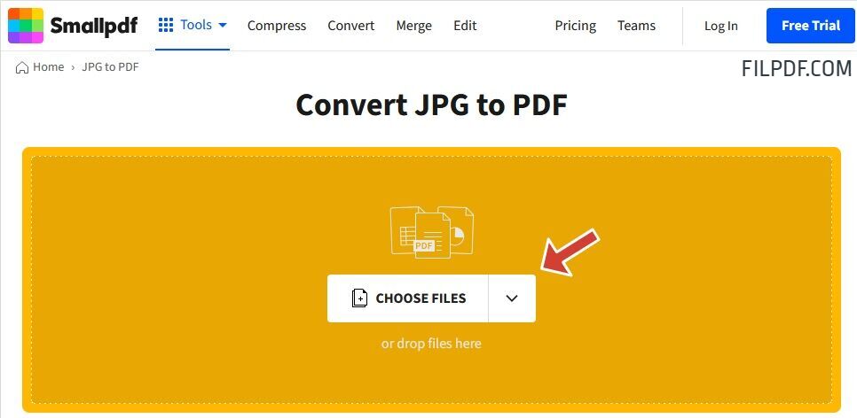 SmallPDF JPG to PDF online tool