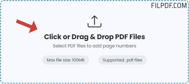 Upload PDF files to add page numbers online free