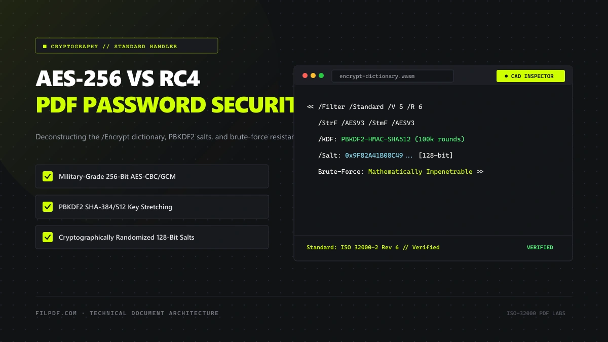 AES-256 vs. RC4 Encryption: The Cryptographic Architecture of PDF Password Protection