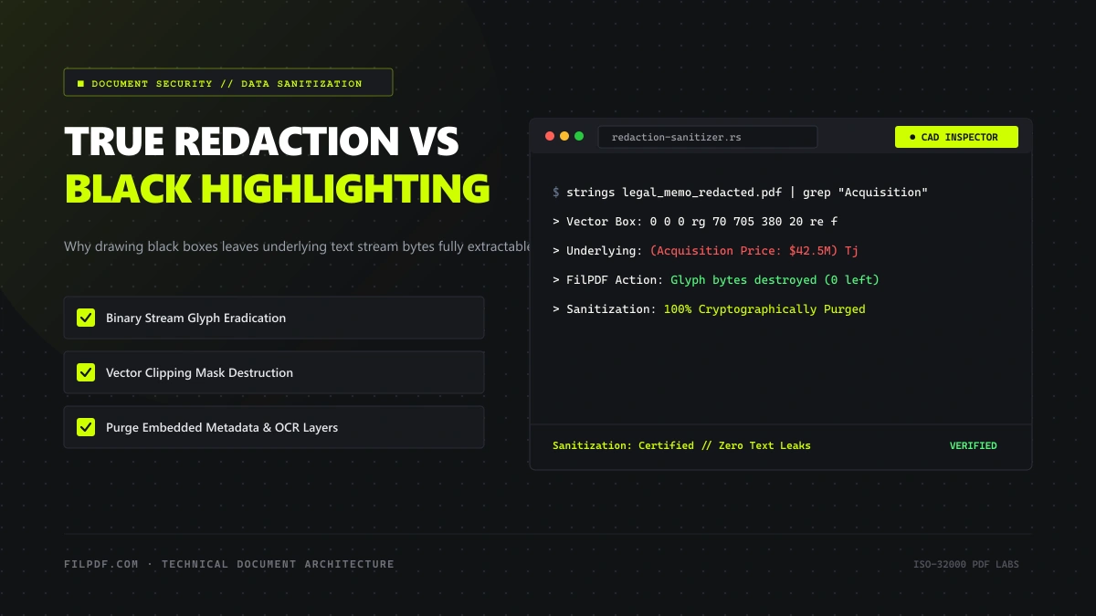 True PDF Redaction vs. Black Highlighting: Why Hidden Text Layers Leak Secrets & How to Sanitize Properly