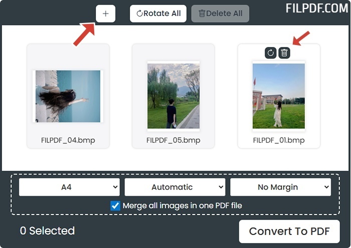 Add more BMP files or remove unwanted images from the conversion queue
