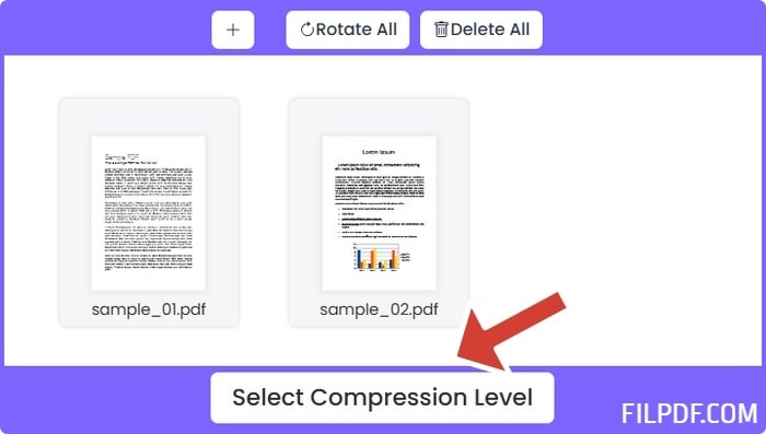 PDF files uploaded and ready for compression