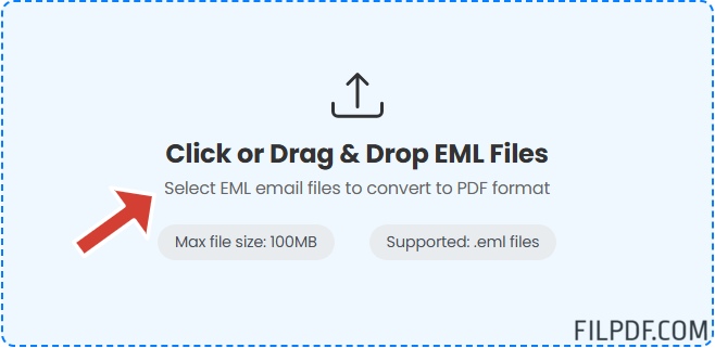 Upload EML files for PDF conversion