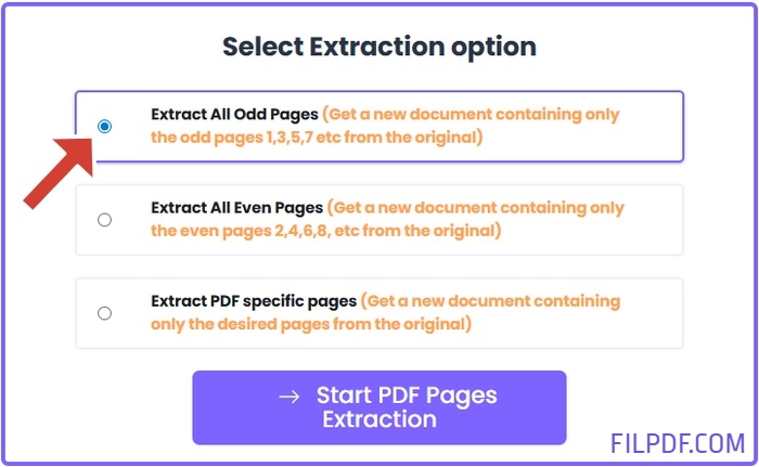Automatic extraction for odd or even pages