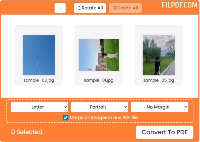 Choose to merge JPG images into single PDF or separate files