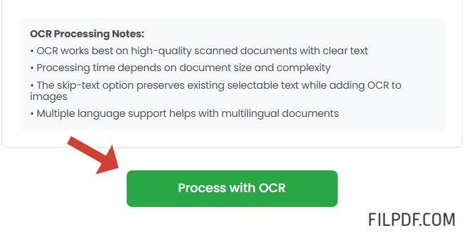 Process PDF files with optical character recognition