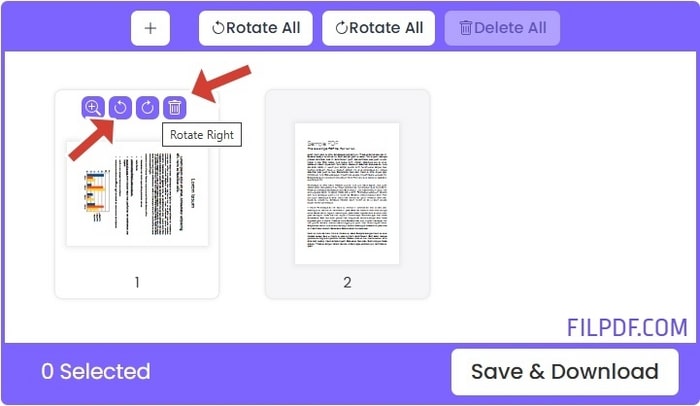Delete or rotate PDF pages as needed