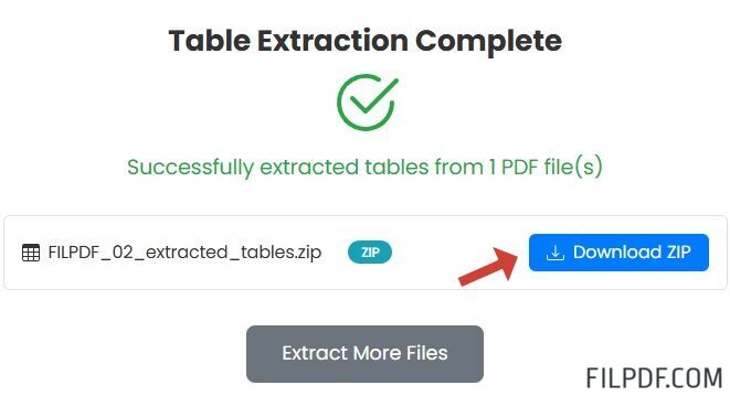 Download extracted CSV files from PDF tables