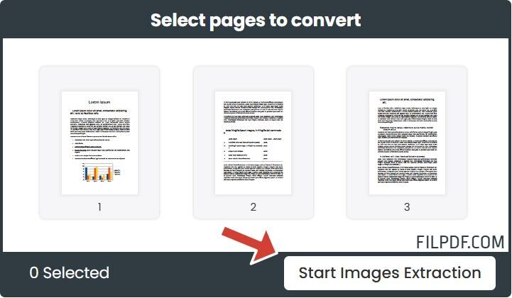 Select specific PDF pages to extract as PNG images