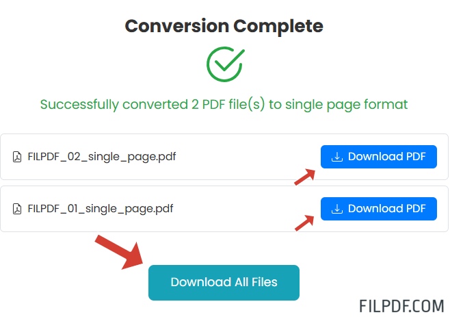 Download converted single-page PDF file