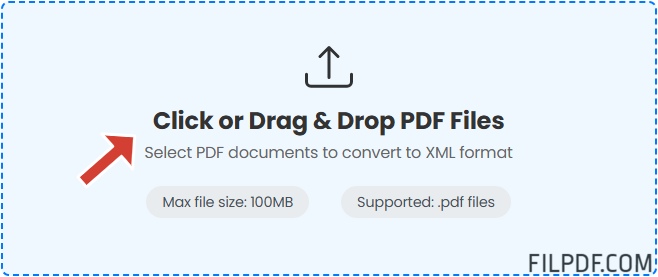 Upload PDF files to convert to XML format online free