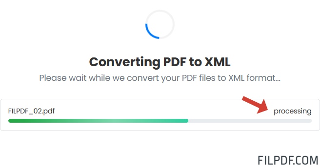 PDF to XML conversion in progress