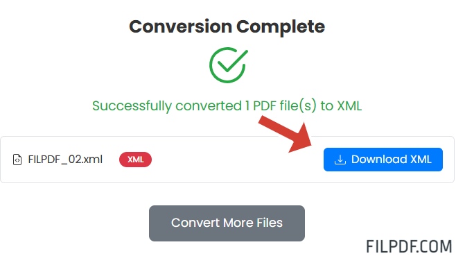 Download converted XML files with extracted PDF data