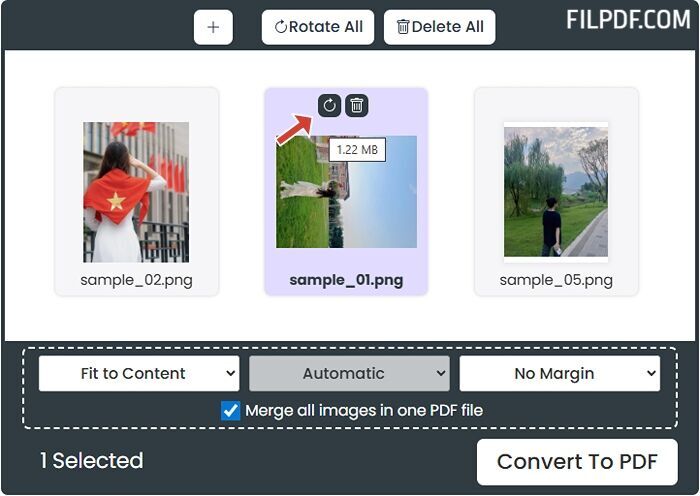 Preview and reorder PNG images before converting or combining to PDF online