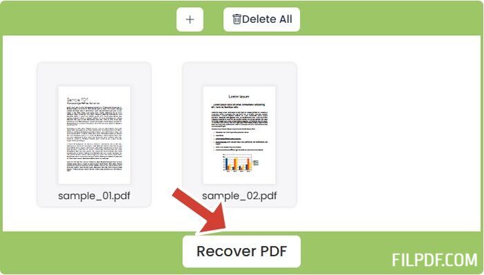 Online PDF repair tool analyzing corrupted file