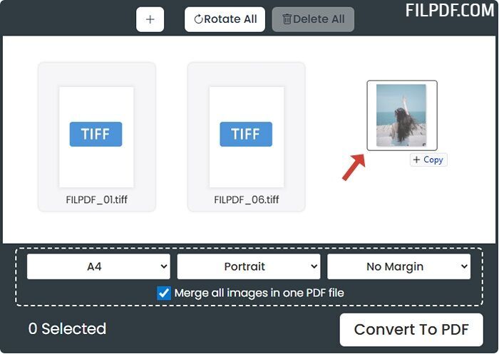 Preview and arrange your TIFF images before converting to PDF