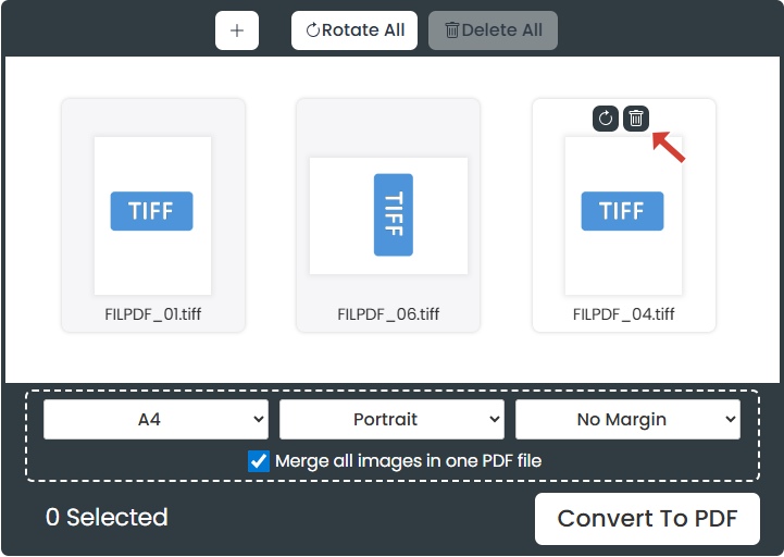 Configure PDF settings and choose to merge or separate TIFF to PDF conversion